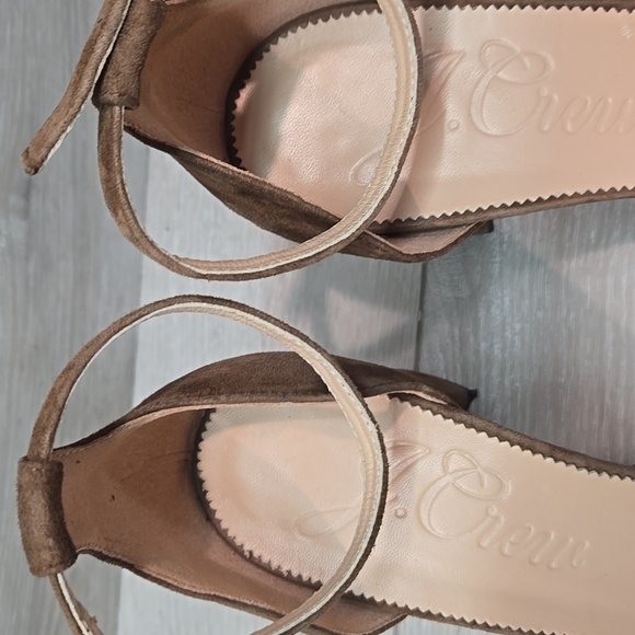 J.Crew Women Maise Brown Suede Ankle Block Heel Shoes Sandals Sz 10 - Picture 4 of 10